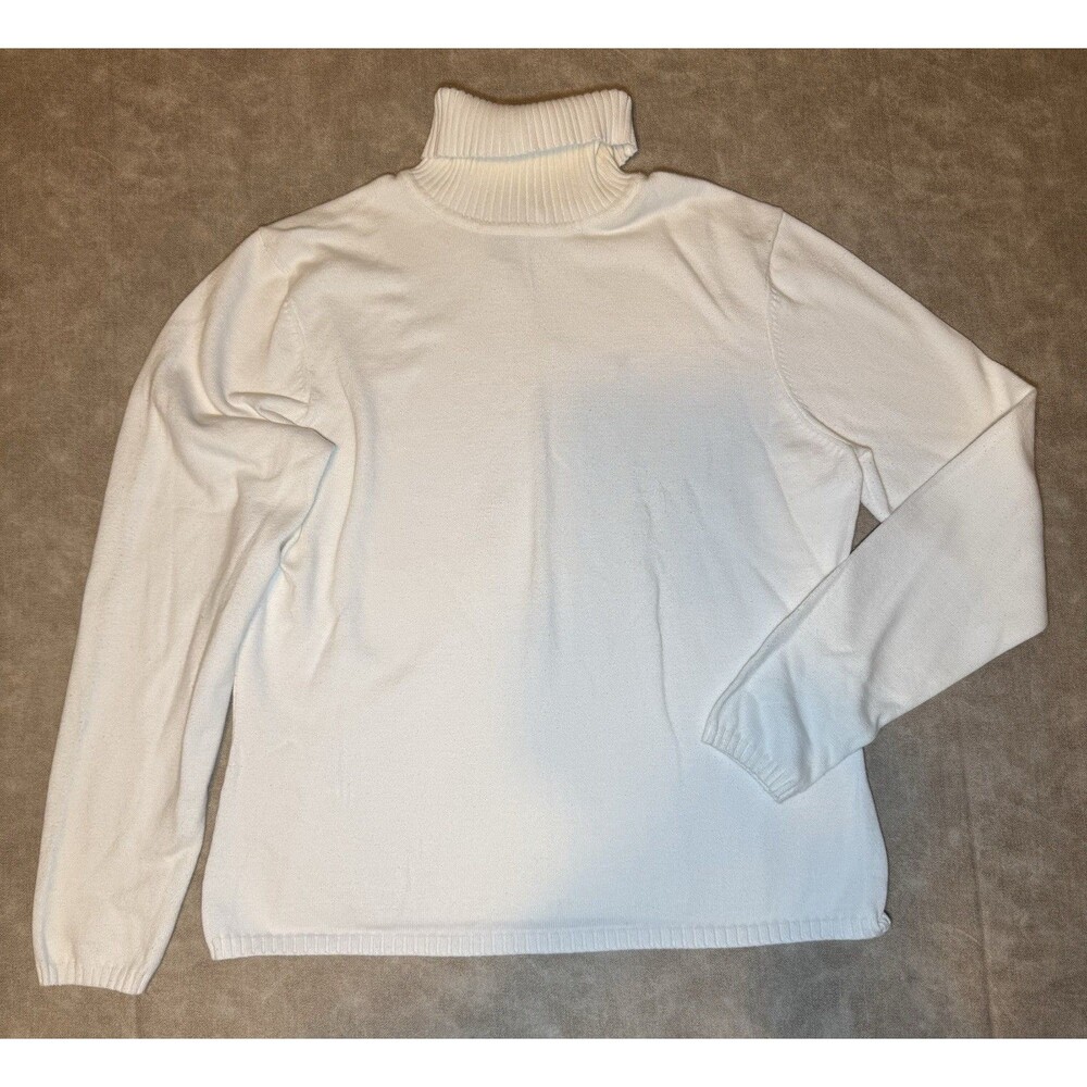 Talbots Sweater Medium Petite White Turtleneck